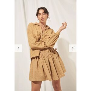 Mon Renn Isla Top and Mini Skirt Set in Biscuit Size Small